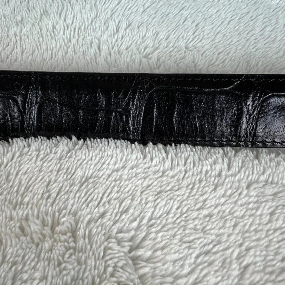 Brighton Western Belt Womens Medium Black Leather Alligator Embossed‎ Silver M